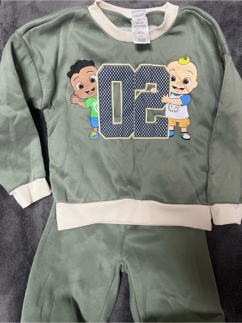 OshKosh B'gosh Olive Green Coco Melon Sweater and Joggers Set